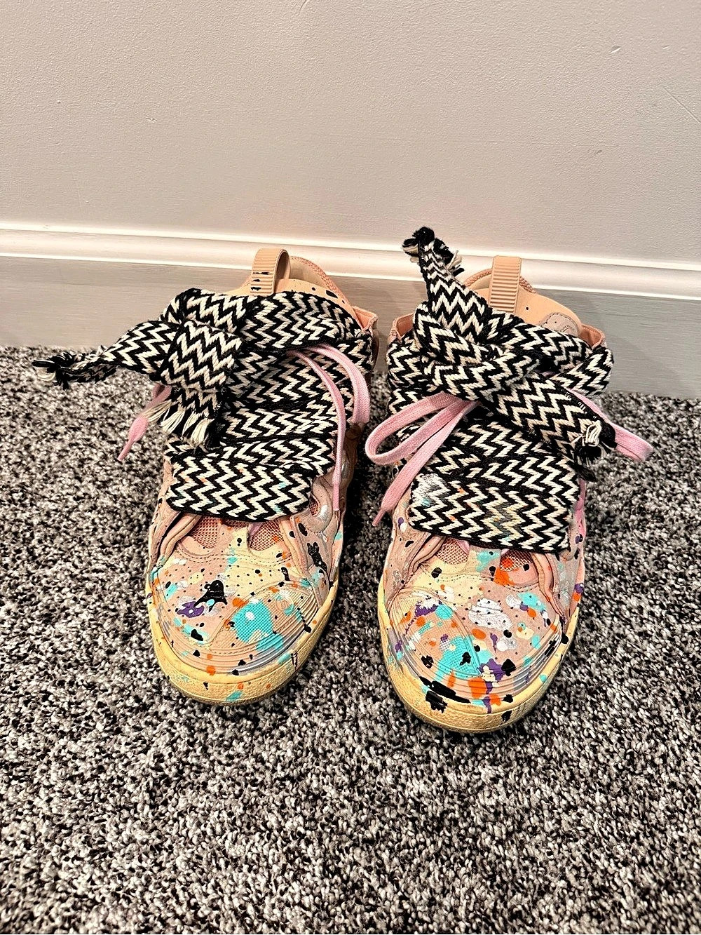 Lanvin x Gallery Dept. Curb Sneaker Pink Paint Splatter Sneakers Pink Paint